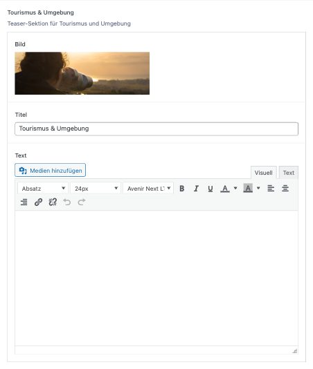 Tourismus & Umgebung im Backend