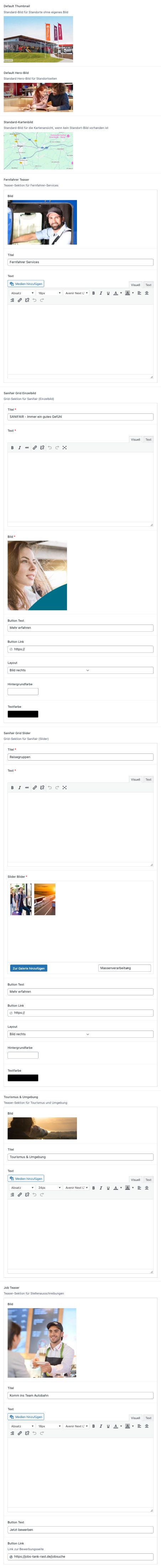 Standard-Bilder im Backend
