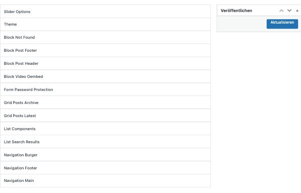 Translatable Options – Übersicht im Backend